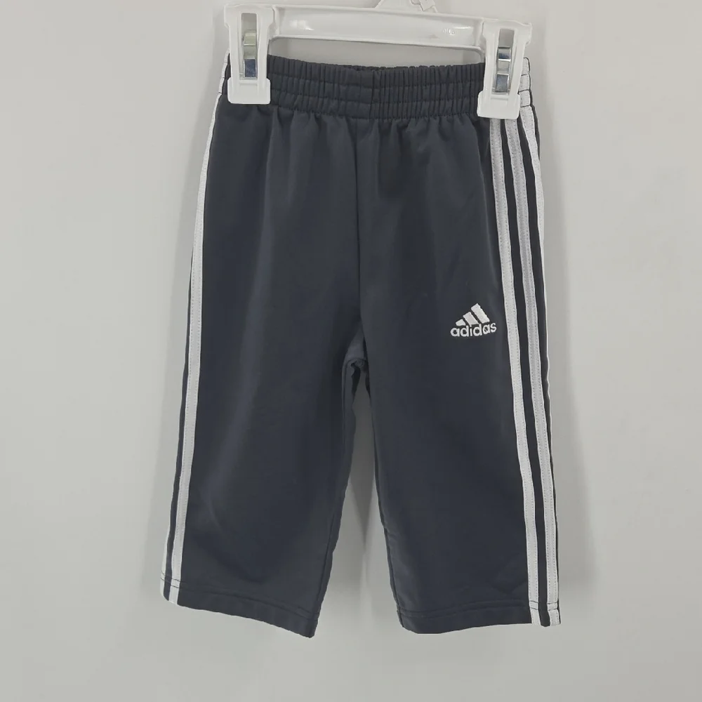 Adidas Kids Tracksuit - Dark Gray with White Stripes